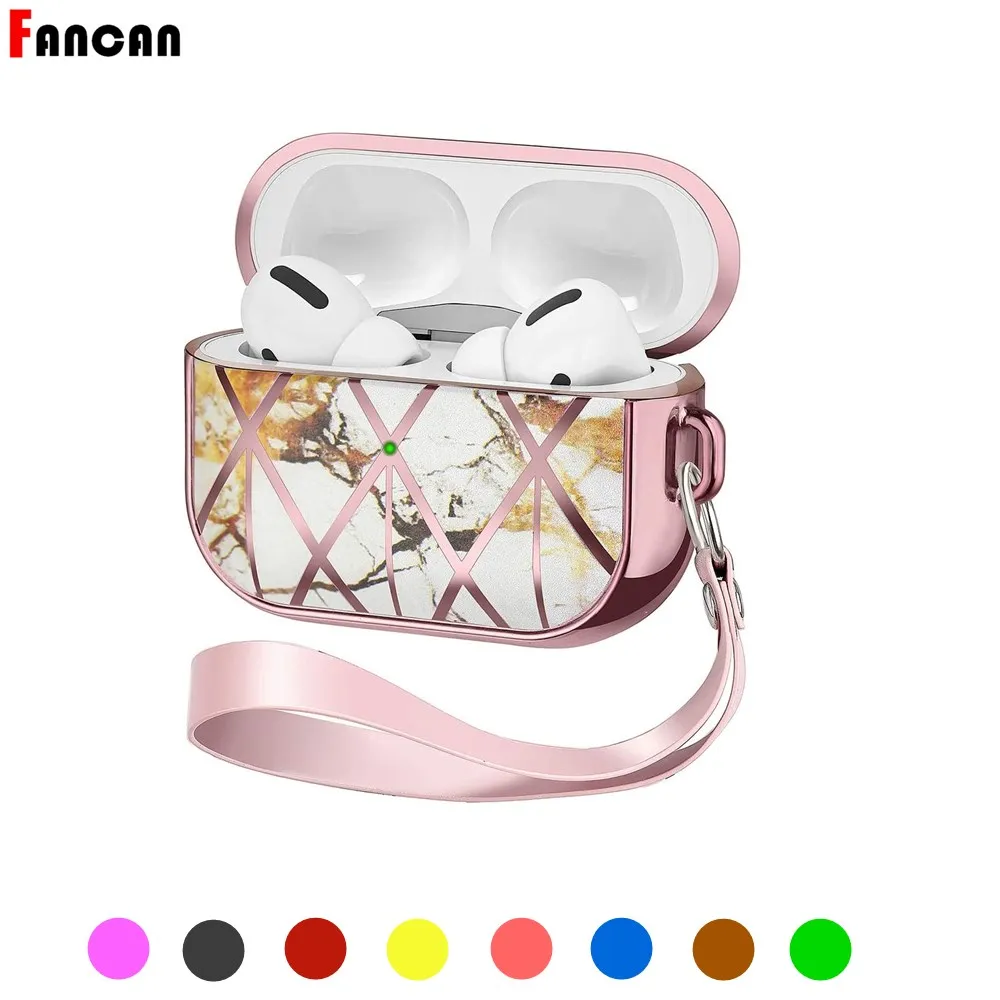 

Luxury Cover for Airpods Case Cute Leapord Marble Air Pods Earphone Accessories Protector with Lanyard For Airpods Cases