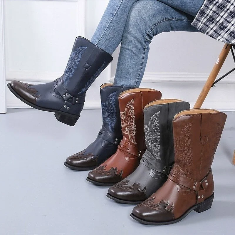 2022 Women Boots Pointed Toe Women Mid-Calf Boots Side Zipper Boots for Women  Ladies Shoes High Heels Female Footwear 43 Yards