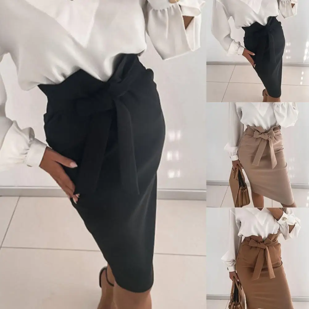 

Women Dress Super Soft Delicate Texture Polyester Women Tie-Up Bow Slim-fitting Skirts For Dating
