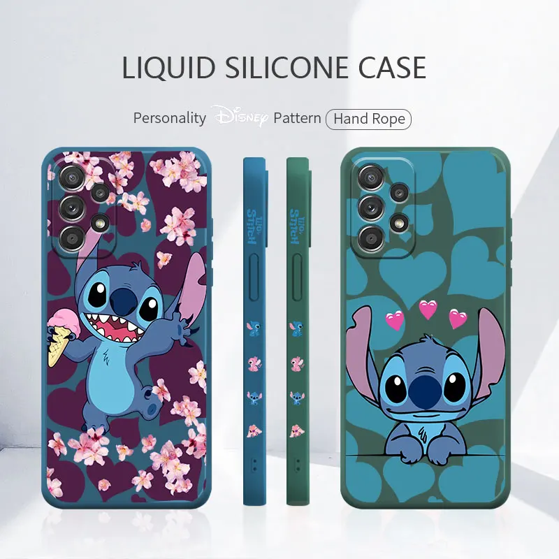 

Silicone Cell Liquid Case for Samsung Galaxy A52 A12 A51 A71 4G 5G A32 A21s A50s Lilo & Stitch Disney Cartoon Matte Fashion