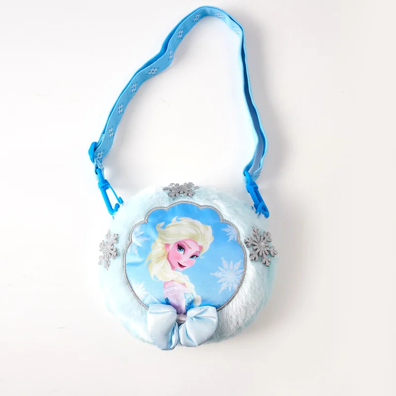 Disney Children's Small Bag Cute Little Girl Princess Aisha Plush Small Satchel Cartoon Minnie Small Bag Girls Messenger Bag