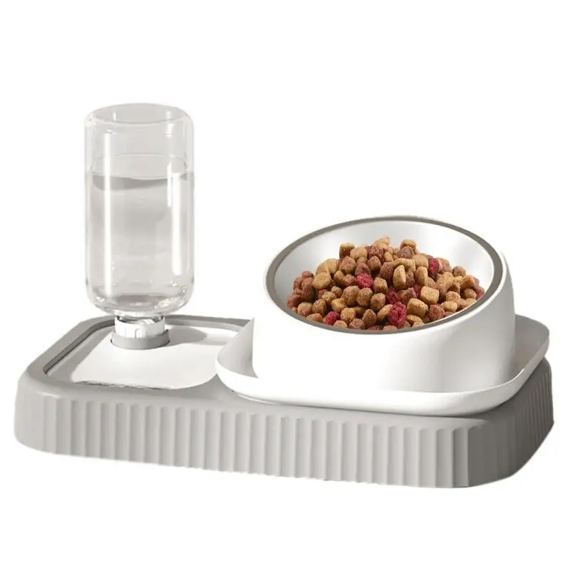 

Двойная миска для кошек, Наклоненная миска для воды и еды для домашних животных, миски из нержавеющей стали для питомцев и вода с бутылкой дл...