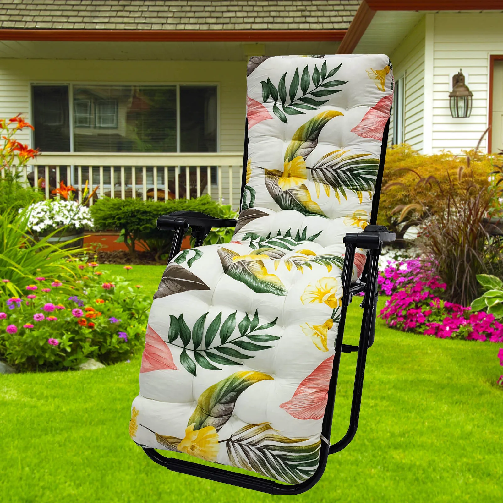 

Patio Lounge Chair Cushion Comfortable And Breathable Garden Chair Mat Courtyard Cushion Comfortable No Gravity Recliner Chair
