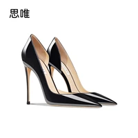 star style luxury 2022 for women high heel shoes black nude brand pumps concise patent leather pointed toe sexy wedding shoes 41