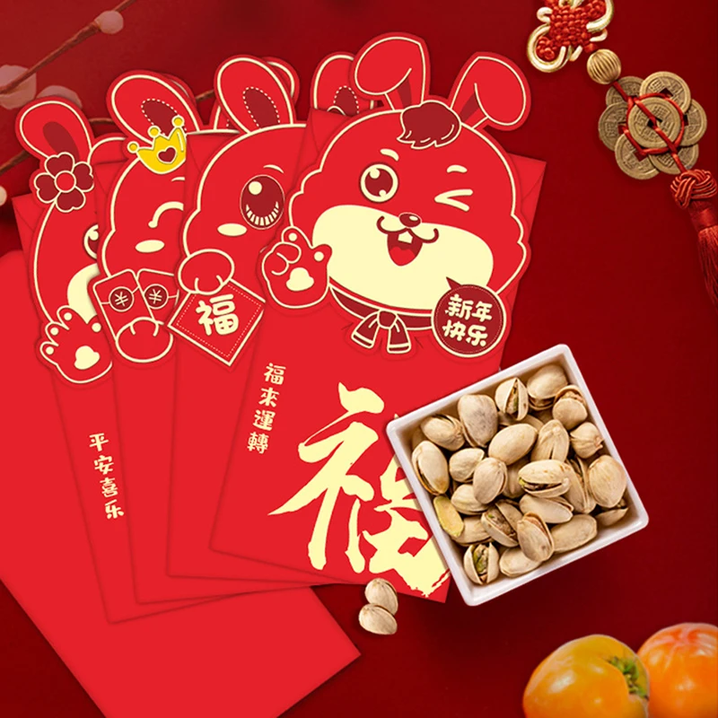 

6 шт. конверт с изображением кролика красного цвета, милый мультипликационный стереоскопический креативный конверт с кроликом красного цве...