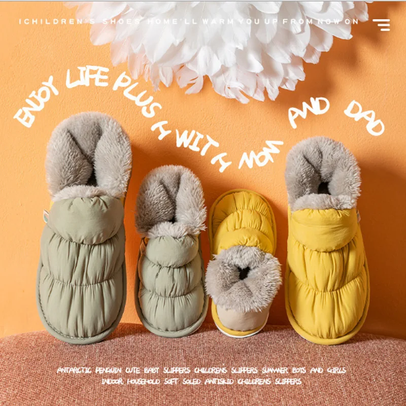 

Женские Водонепроницаемые ботинки на хлопковом наполнителе, зимние модные новые домашние тапочки, теплая Нескользящая парная обувь, повсе...