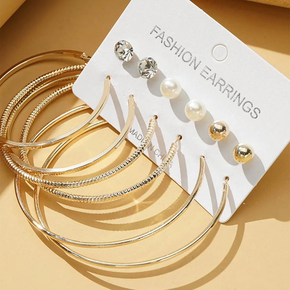 Модные серьги-гвоздики с искусственным жемчугом комплект из 12 предметов