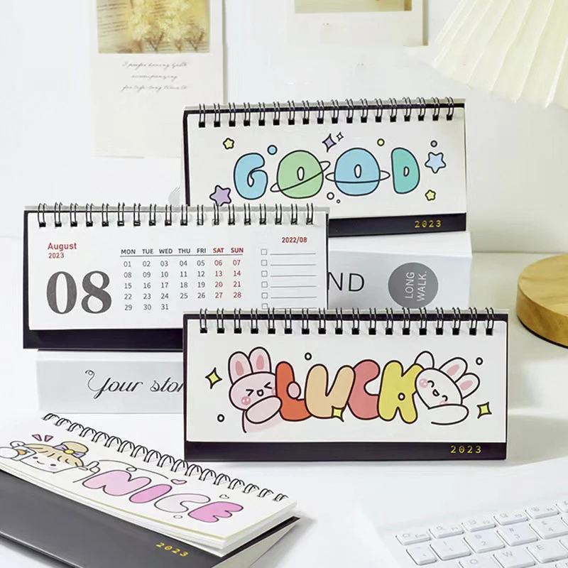 

Cute Cartoon 2023 Calendar Desktop Kawaii Dual Daily Schedule Planner To Do List Yearly Agenda Organizer Office Supplies