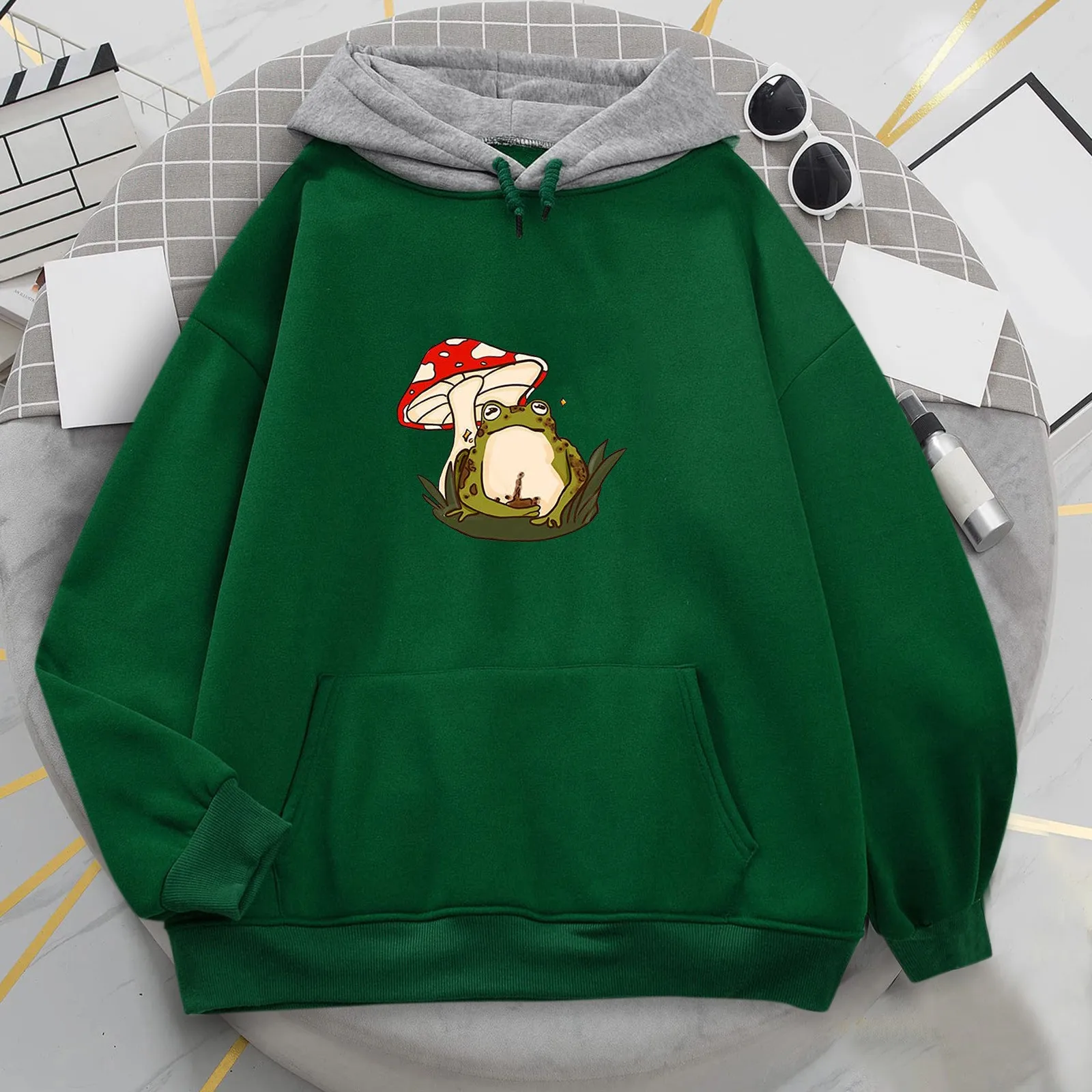 

Women Hoodie Sweatshirt Jumper Sweater Crop Womens Casual Frog Print Long Sleeve Long Jackets Women Hoodie with Zipper Women