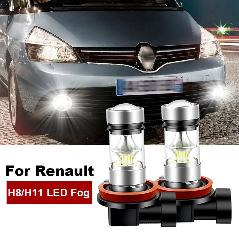 Фото 2 шт. для Renault Laguna 2 3 2001-2015 для Renault Laguna Coupe 2008-2015 светодиодный H8 H11 противотумансветильник фара автомобильная лампа DRL 6000K 12 в лм №1