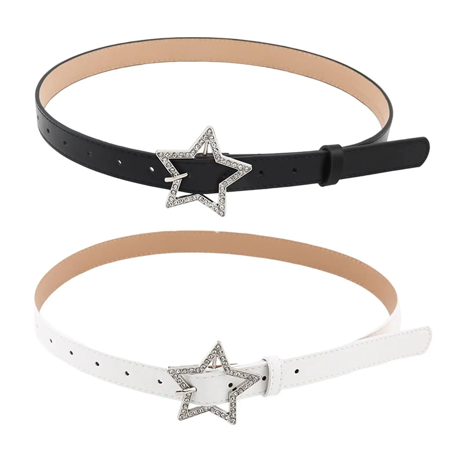 

Women Star Rhinestone Waistband Belt Decorative Costume Accessories PU Leather Belt 103cm for Party Skirt Dress Jeans