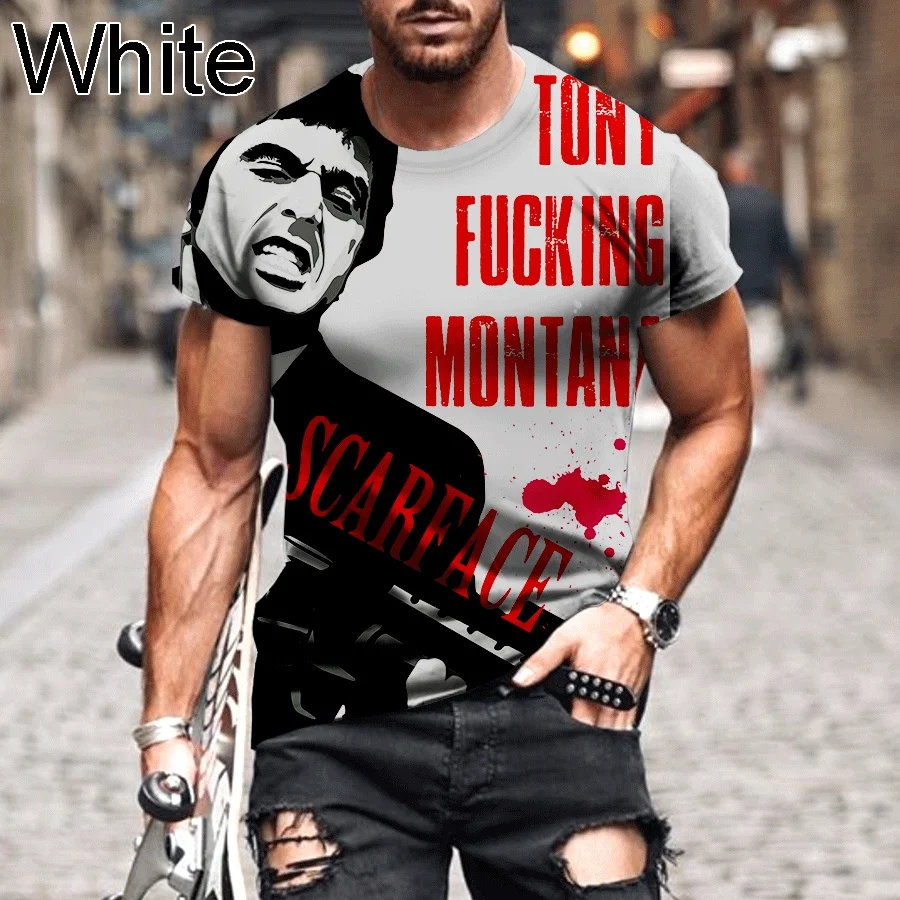 

2022 New Fashion Classic Movie Scarface 3D Print Slim T-shirt Men Women Summer Casual Cool Short Sleeve Tops Tony Montana Print