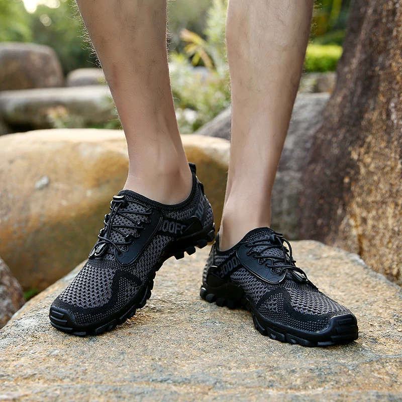 Men Gym Shoes Outdoor Wadding Shoes Mesh Breathable Antiskidding Summer Hiking Shoes