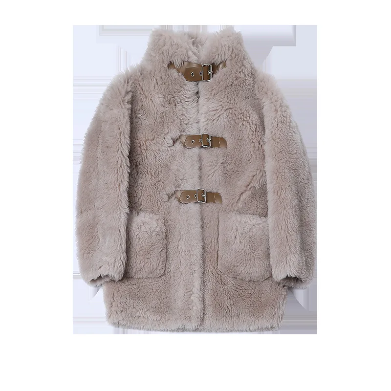 Sheep shearing fur one-piece coat women's winter medium long fur