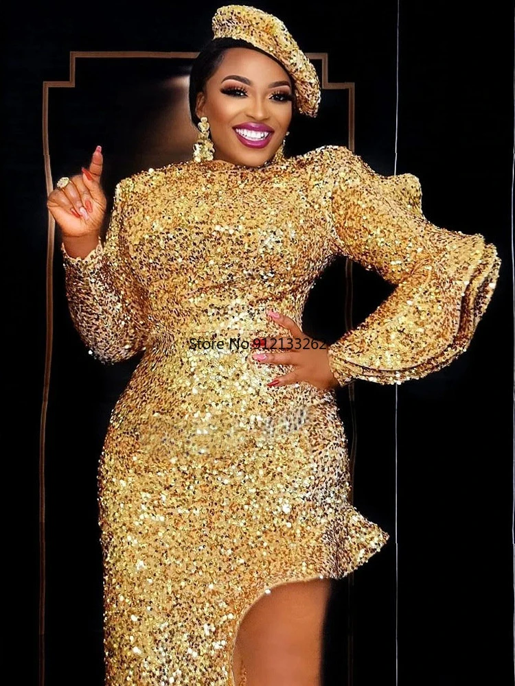 

Plus Size Evening Dresses Women 2022 New Dashiki African Sequin Party Long Dress Ankara Robe Elegant Turkey Gown African Clothes