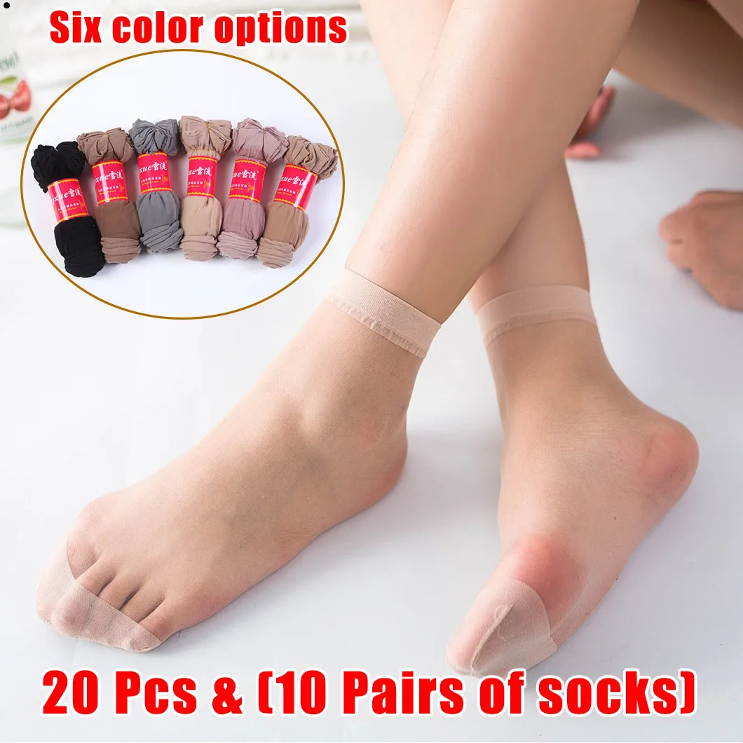 

20 Pieces & 10 Pairs of Summer Women Socks Crystal Socks Summer Silk Socks Women Socks Lace Socks for Women