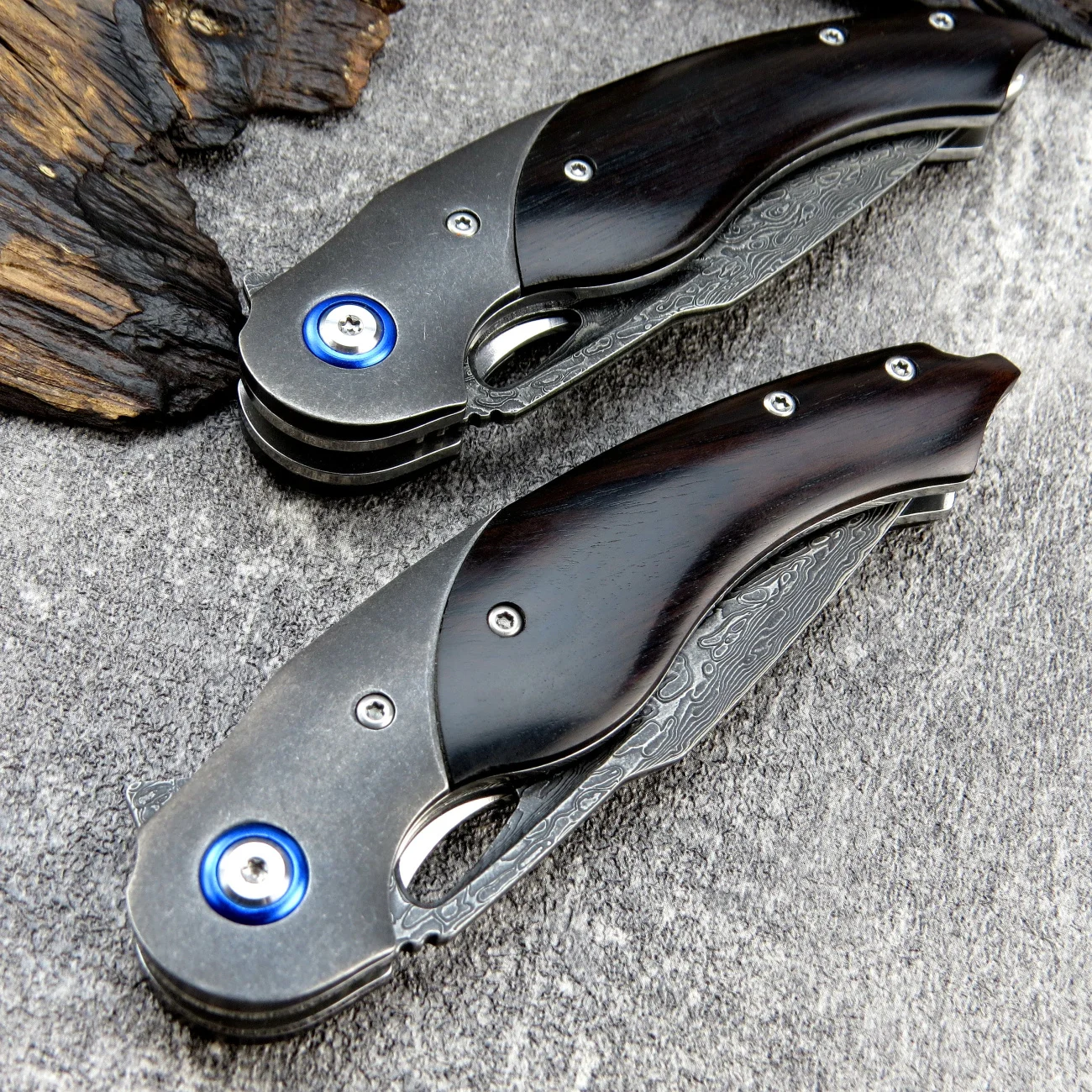 Складной нож из дамасской стали siтрудоen ST235 VG10 + ручка с ЧПУ деревянной ручкой