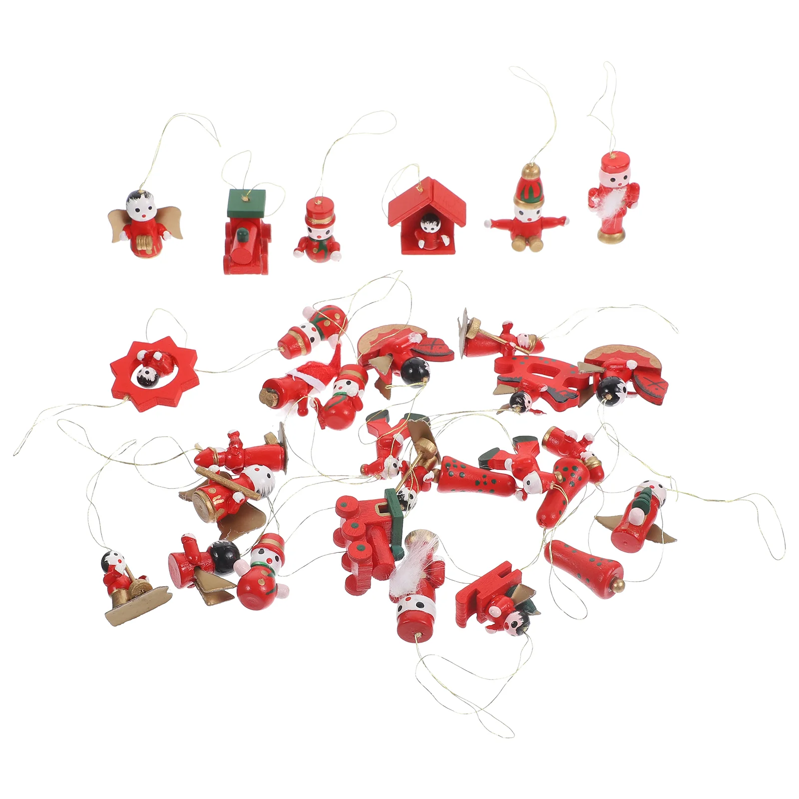 

1 box of Wooden Craft Pendant Christmas Tree Ornaments Xmas Tree Hanging Decors