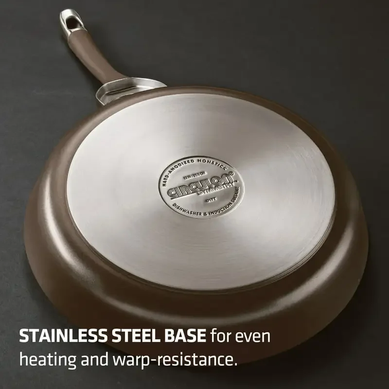 

Delicately Chocolate-Colored Luxuriously Designed 14-Inch Hard-Anodized Nonstick Induction Stir Fry Pan with Helper Handle