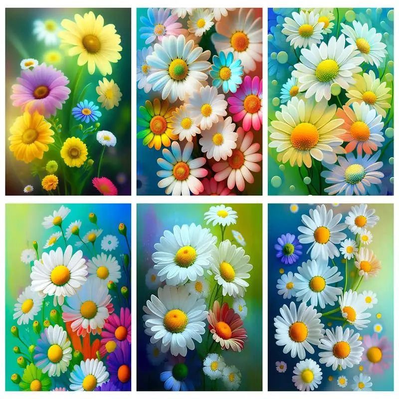 

RUOPOTY Painting By Numbers For Beginner Kits daisy Markers by numbers Flower Wall art Painting Decor