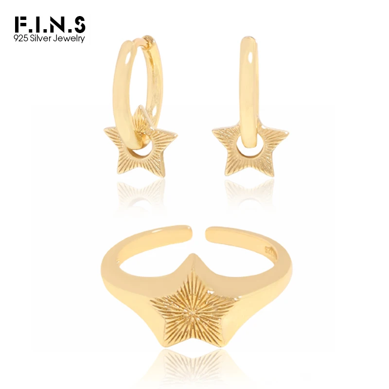 Модные геометрические серьги-кольца F.I.N.S s925из стерлингового серебра кольцо с