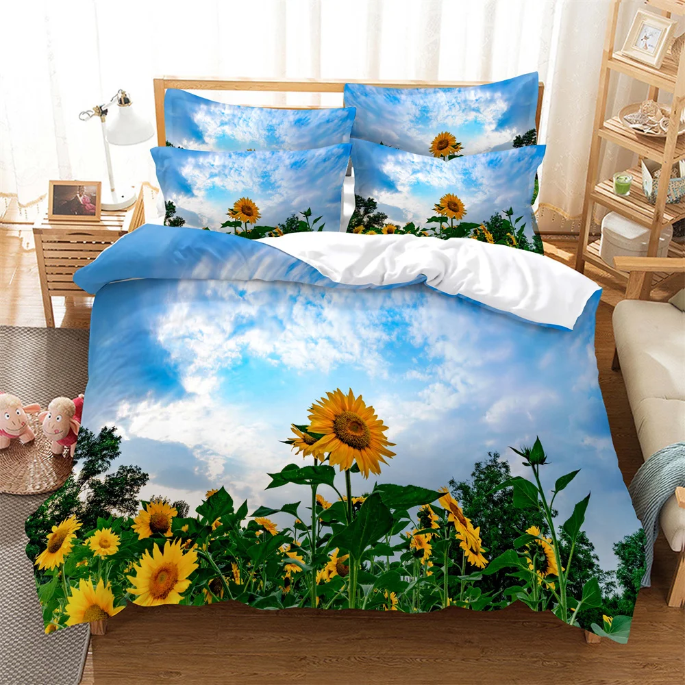 

Sunflowers Bedding Sets 3D Digital Printing Quilt Cover Mario Pattern Bedspread Single Twin Full Queen King Size Bedding