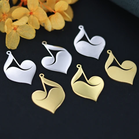 3 шт. Серьги-шармы музыкальные ноты из нержавеющей стали