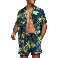 luxury cardigan men hawaiian sets summer coconut printing short sleeve button beach shirt shorts set casual mens 2 piece suit