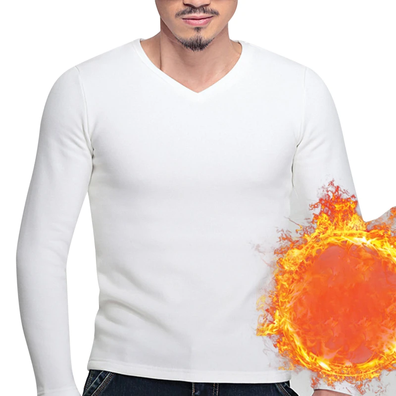 

Зимнее сохраняющее тепло однотонное термо топ с терморукавом новая рубашка Нижнее белье повседневное длинное зимнее нижнее белье мужское ...