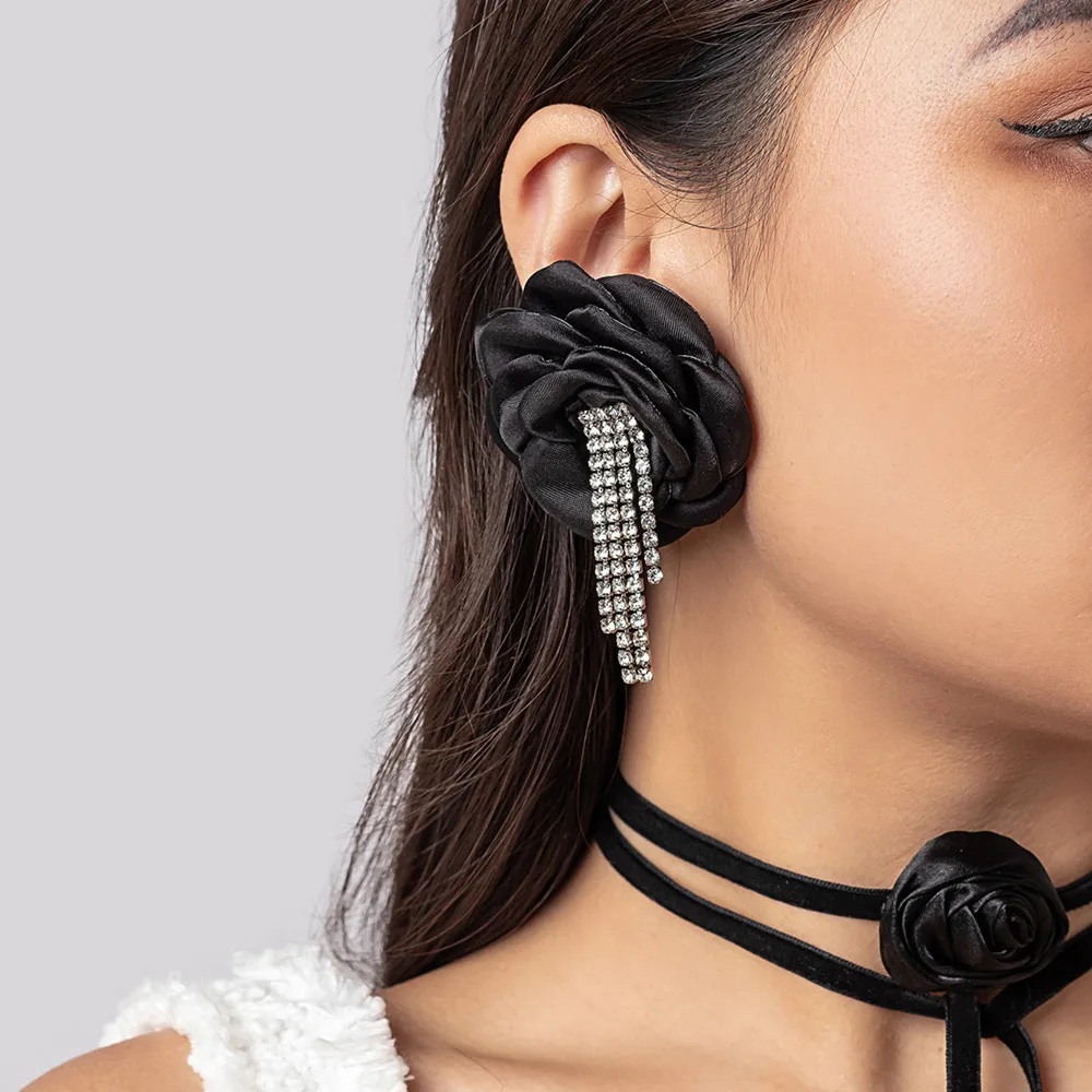 Новинка Соблазнительные Черные розы из ткани свадебные украшения для женщин