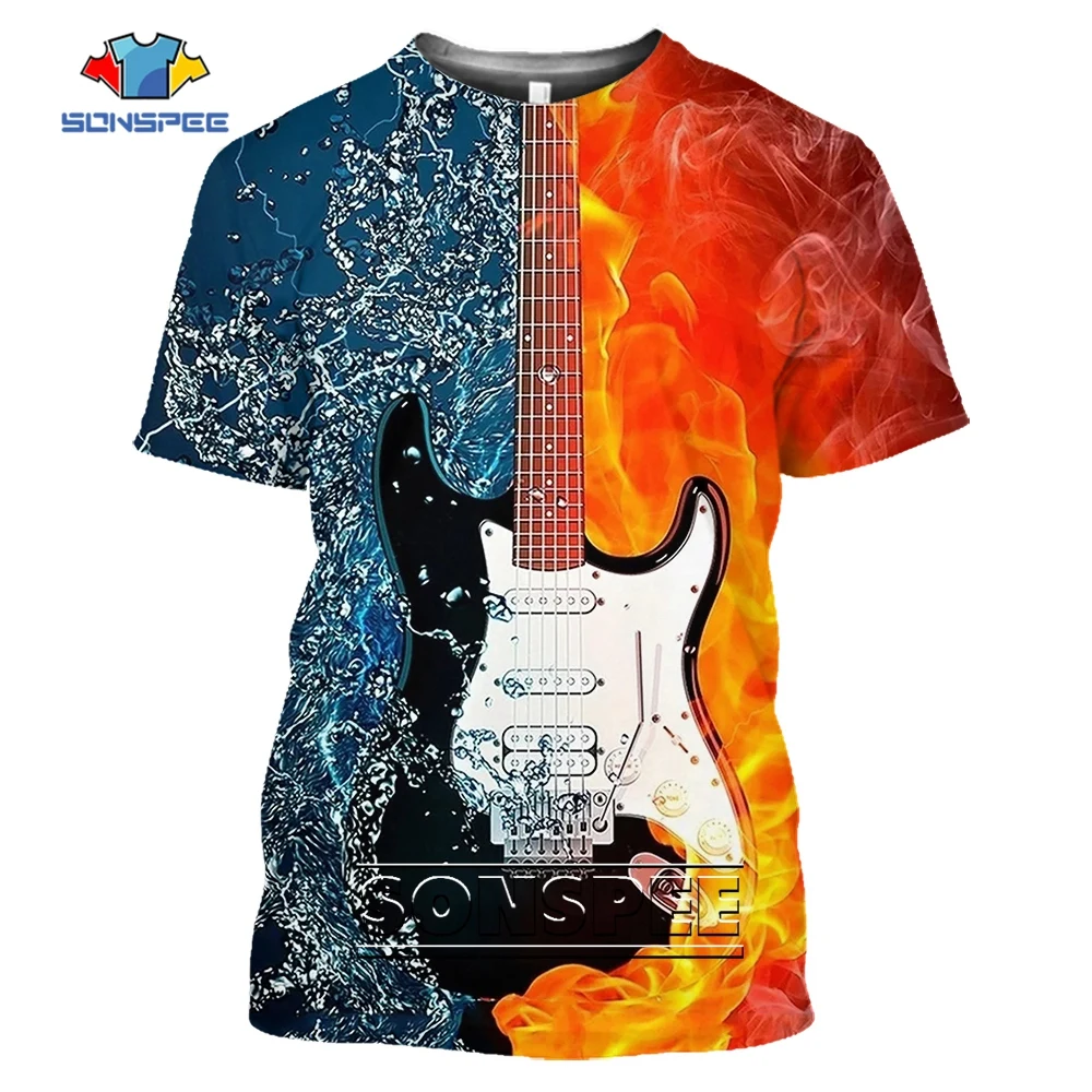 

Футболка Мужская/женская с 3D-принтом музыкальных инструментов и гитары