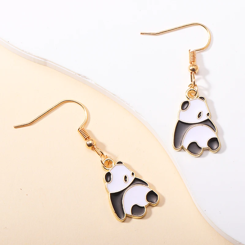 Милые эмалированные серьги-подвески из сплава в виде животных милые панды