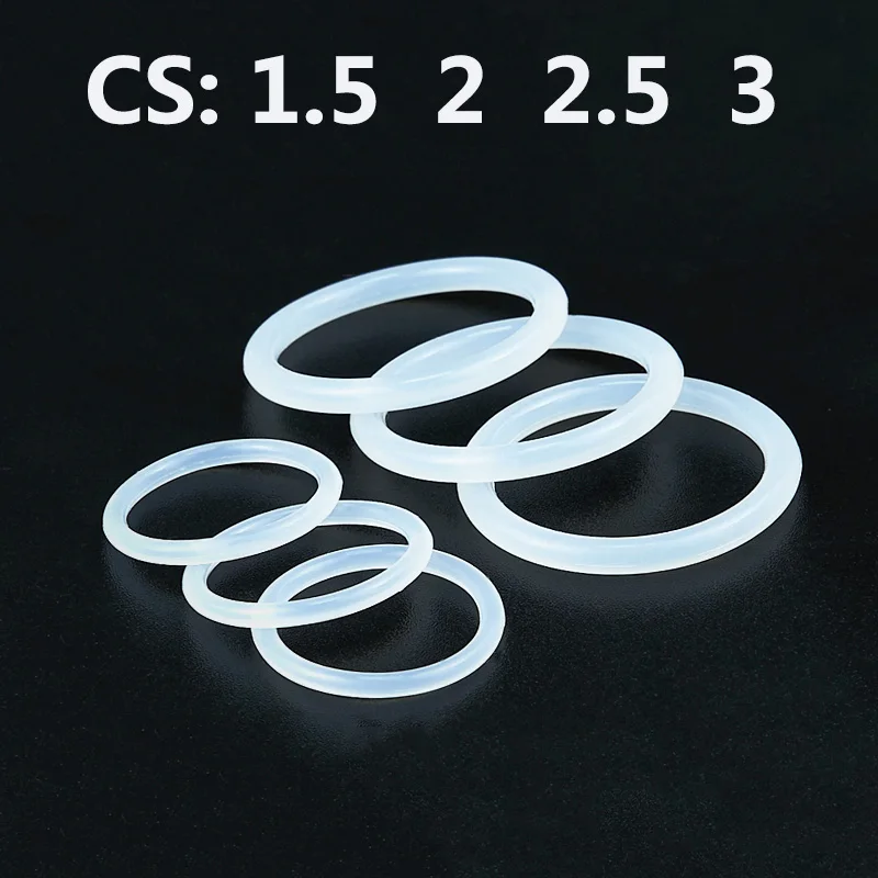 

VMQ White Silicone O Ring Gasket CS Thickness 1.5/ 2/ 2.5/ 3mm OD 5 ~ 60mm Food Grade Rubber Insulate Round O Shape Seal O-Ring