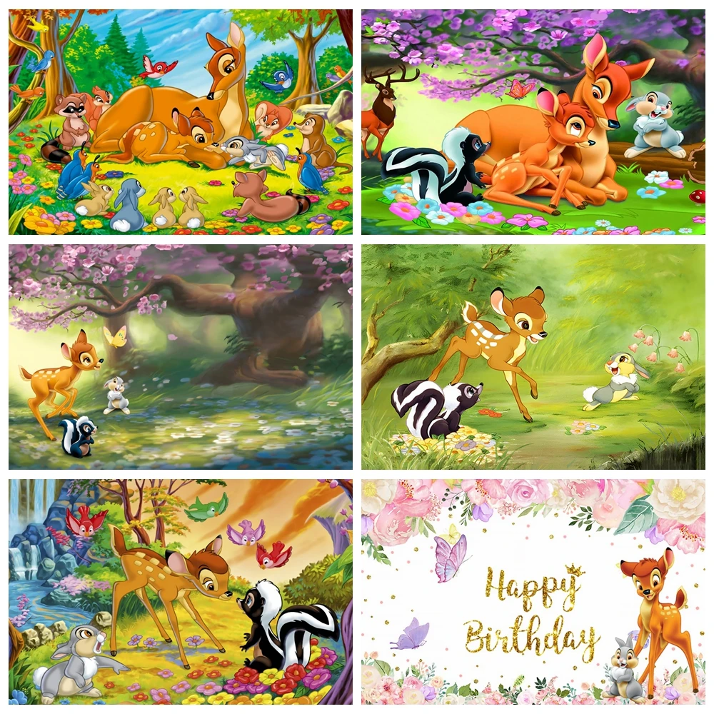 Принцесса Бэмби оленя Thumper цветок бабочка джунгли лес индивидуальный фон