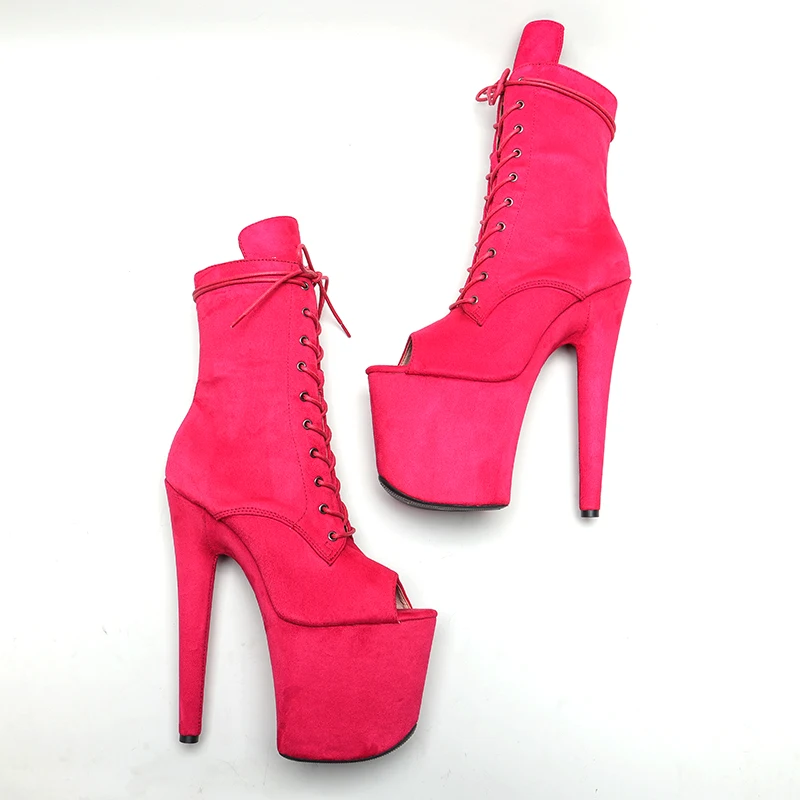 Leecabe  20CM/8inches sude upper fish mouth fashion High Heel platform Pole Dance boot