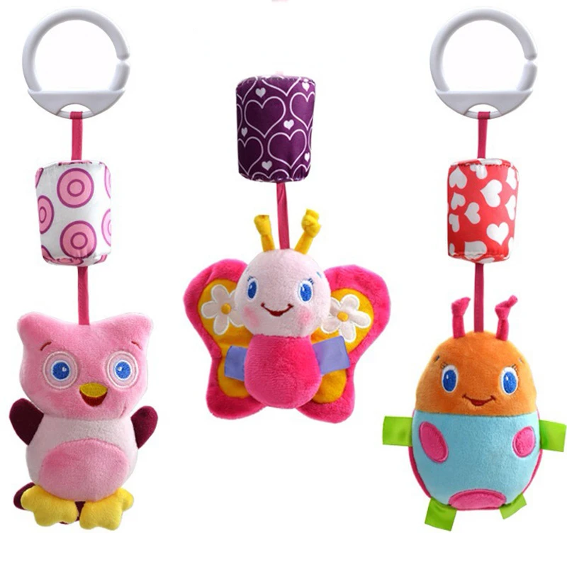 

Baby Car Toys Stroller Plush Toy Animal Stuffed Hanging Rattle Toys Newborn Crib Bed Around Toy for 0-4Years Old