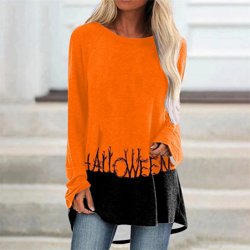 

Женская модная футболка с 3D принтом на Хэллоуин, сезон осень-зима 2022, женская футболка в стиле хип-хоп с круглым вырезом и длинным рукавом, повседневные уличные футболки y2k