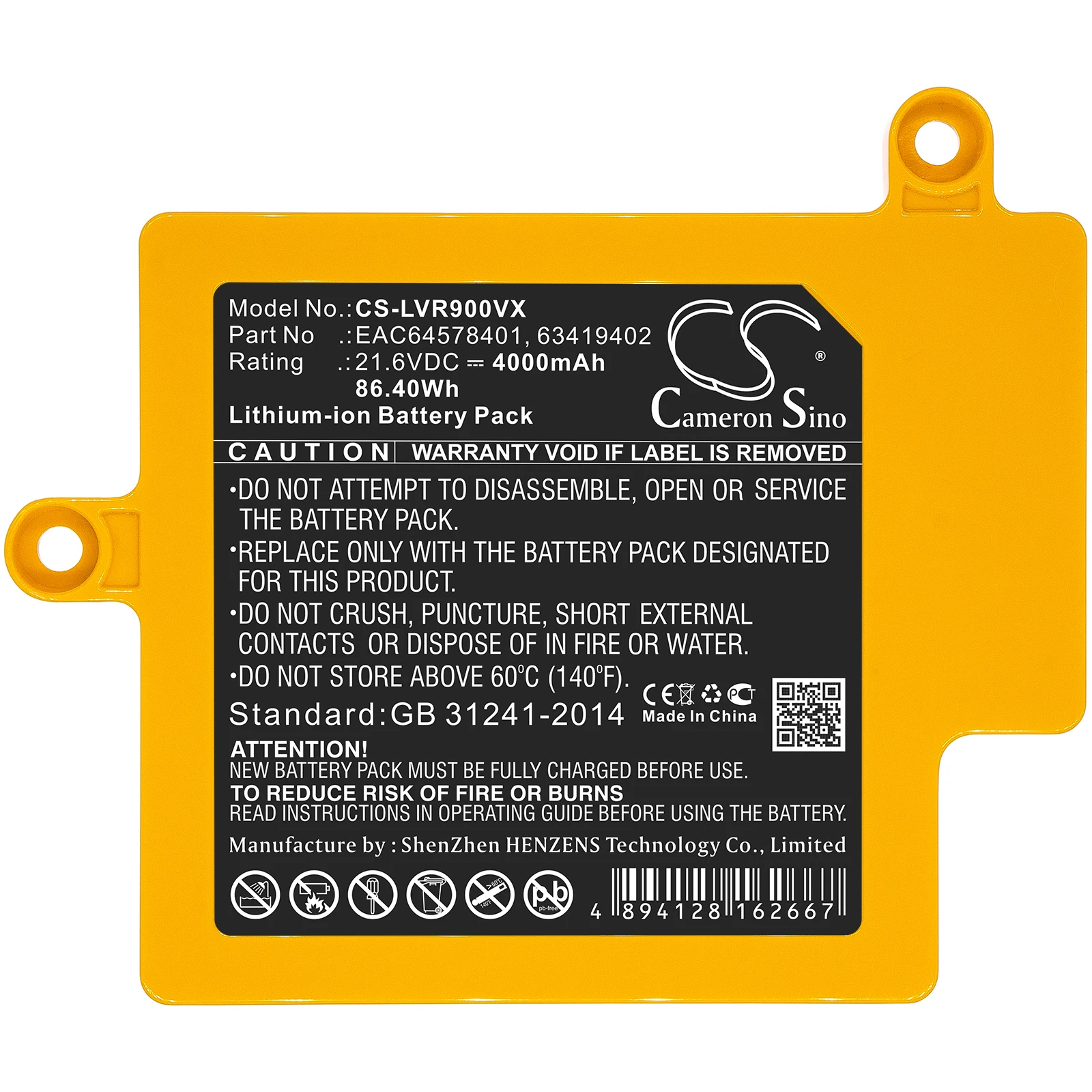 

Generic 4000mA Battery for LG CordZero R9,R9MASTER 63419402,EAC64578401,EAC64578402