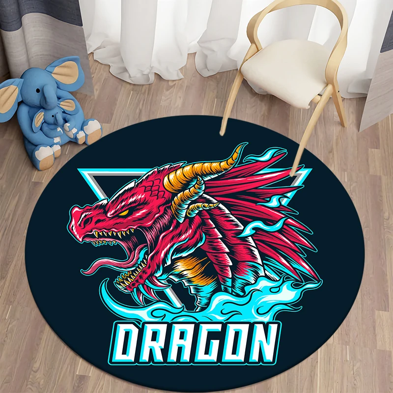 

cartoon dragon round carpet floor mat living carpet polyester mat Anti-Slip carpet for living room Doormat children's room decor