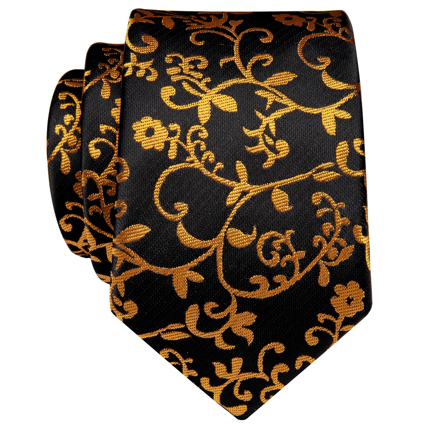 

Men's Slim Fit Silk Ties 6cm Luxury Skinny Black Gold Floral Jacquard Woven Neckties for Suit Shirt Vest Fashion Accessories