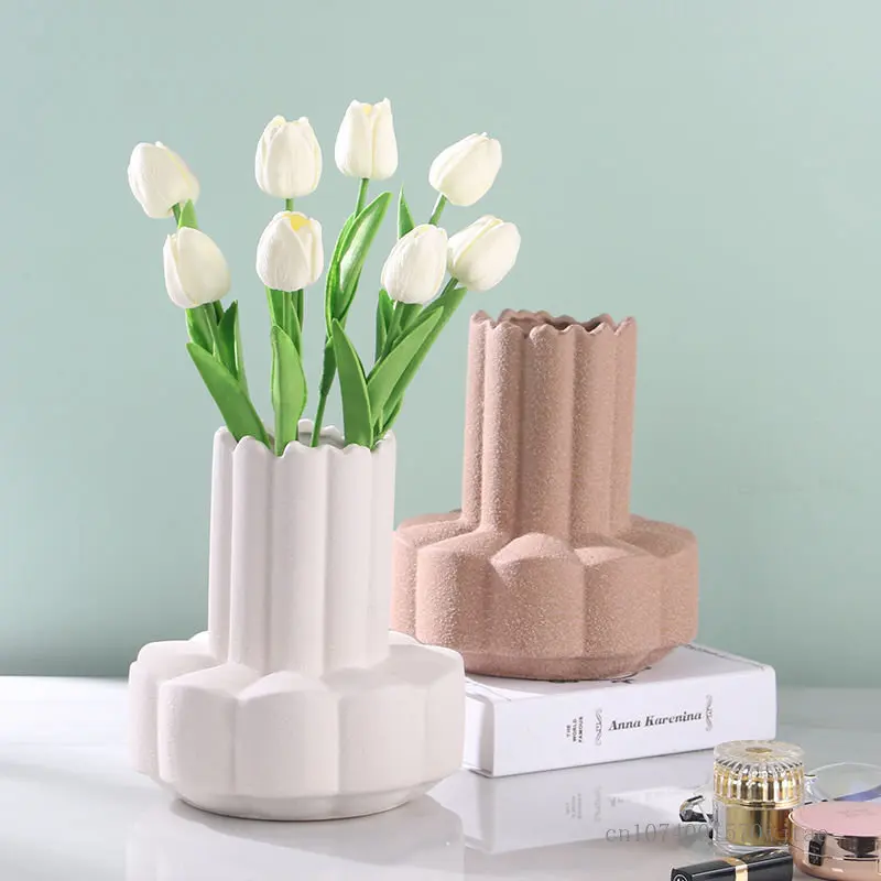 

Нордическая керамическая матовая искусственная кожа домашняя гостиная спальня кабинет столовая настольная декорация белая коричневая ва...