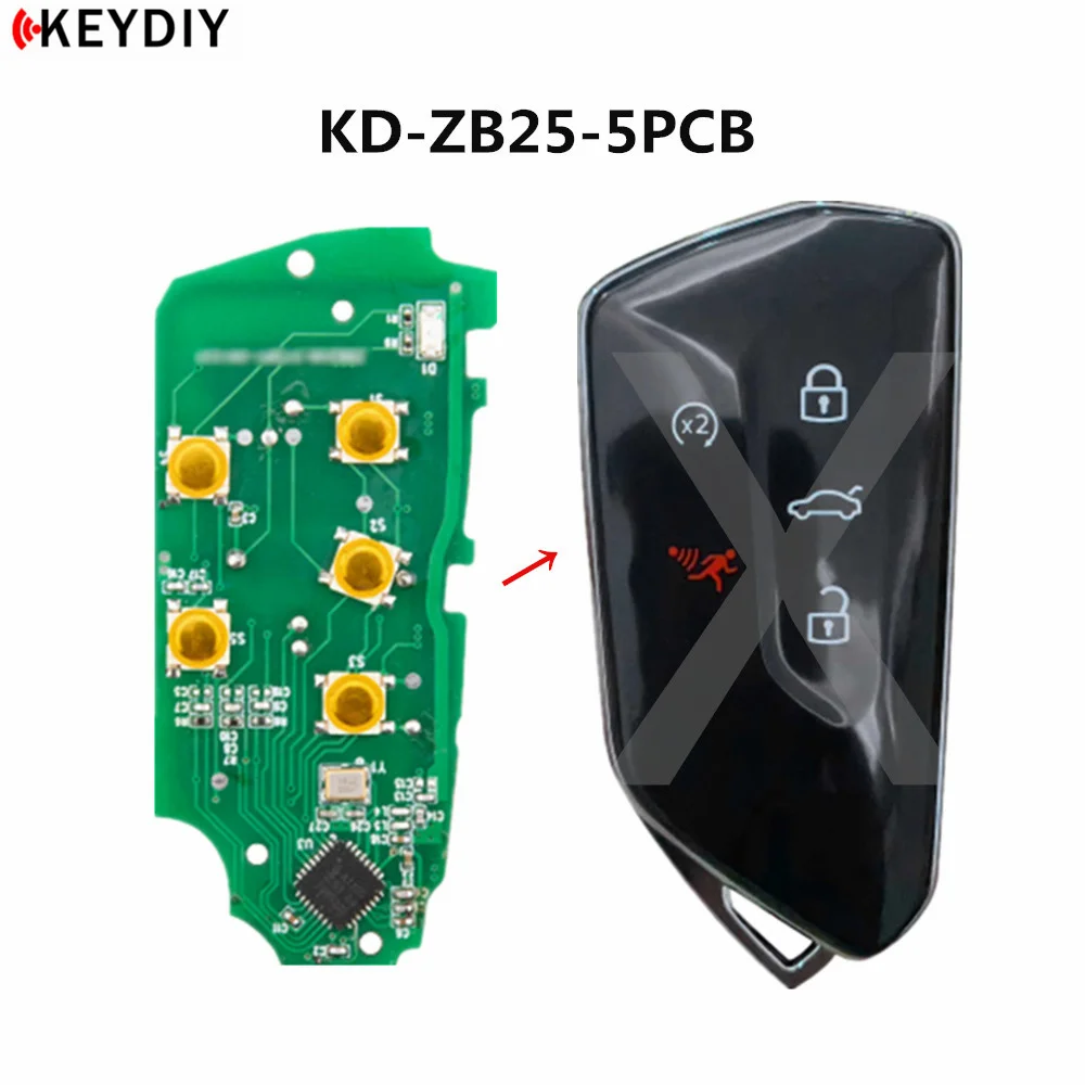 Новейший KEYDIY KD-X2 ZB25 PCB Smart Key 5 плата кнопок серии ZB пульты несколько моделей для VW