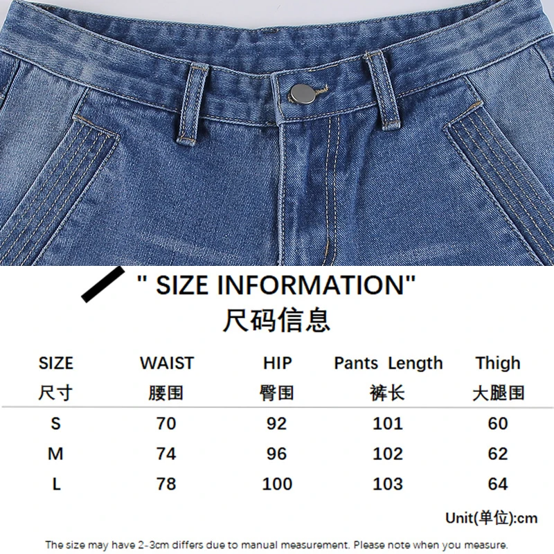 Harajuku printed Cargo Jeans Y2K Dark Blue brown High Waist Streetwear 90S Baggy Jeans Women Pants Straight wide leg jeans