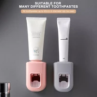 automatic toothpaste dispenser bathroom self adhesive dustproof toothbrush holder rack wall mounted toothpaste squeezer for home