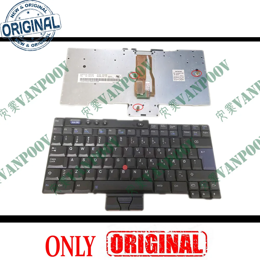 Скандинавская Датская Клавиатура для ноутбука IBM Thinkpad R50 R50e R50p R51 R51e R52 T40 T41 T41p T42 T42p T43 39T0774 15 дюймов