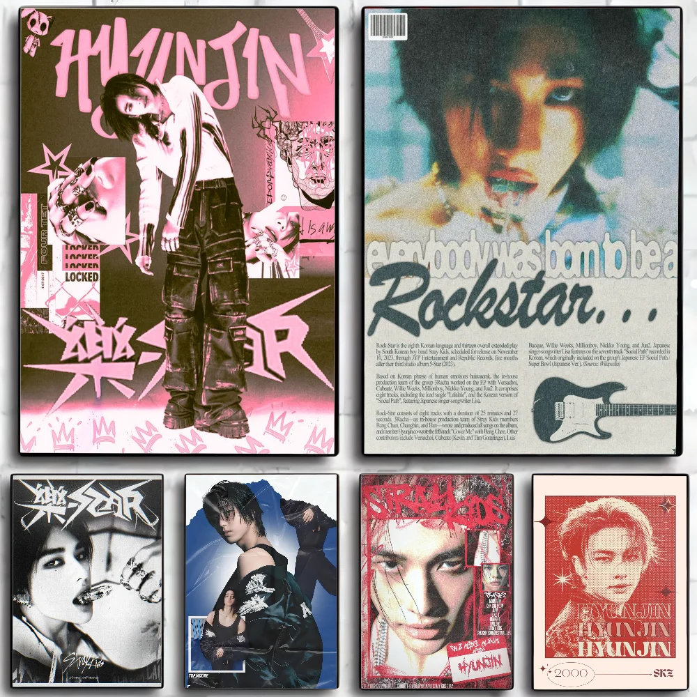 Boy Band Members Skz H-Hyunjin плакат настенное искусство домашний декор комнаты цифровая