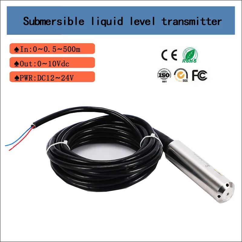 

IP68 Industrial Hydraulic Water Tank Pool Pressure Level Transmitter Immersible Analog 0-10V Water Level Sensor Transmitter