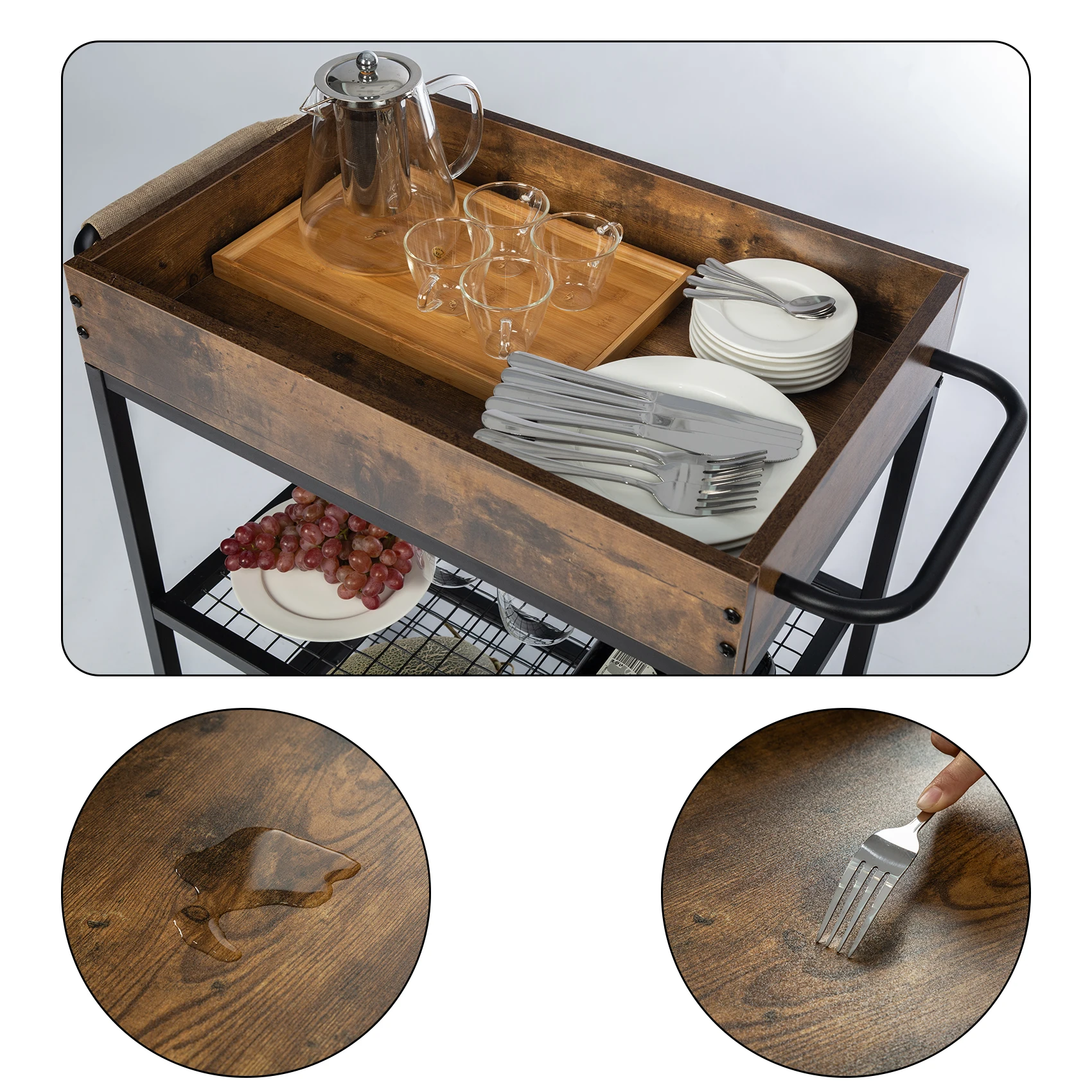 Трехуровневая кухонная корзина для хранения Сервировочная с литьями стеклянная