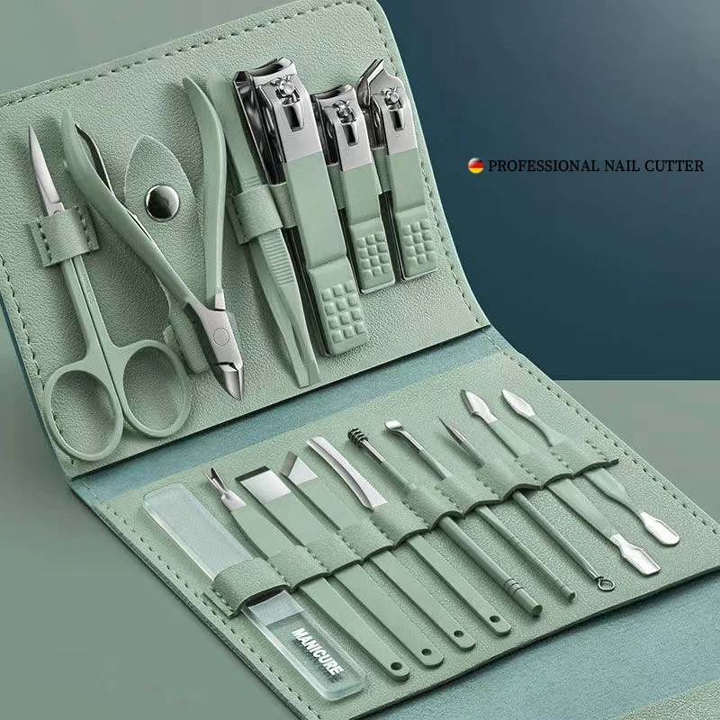 Manicure 4/8/12/16Pieces Nail Clipper Suit Nail Scissors Pedicure Cutter Stainless Steel Eagle Hook Portable Trimming Set