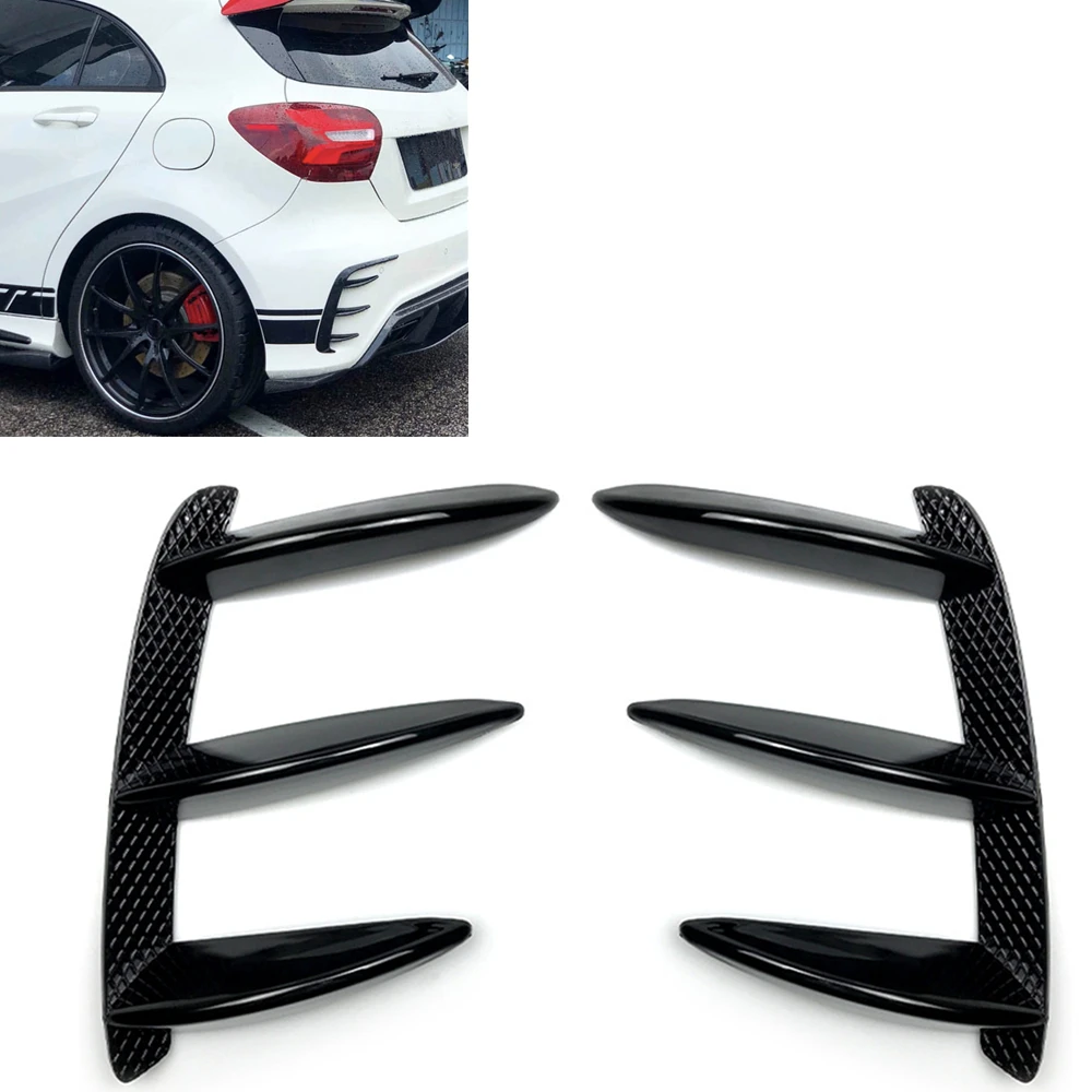 

2PCS Car Rear Bumper Side Splitter Trim Tush Style Air Vent Spoiler Flow Cover For Mercedes Benz A Class W176 A200 A260